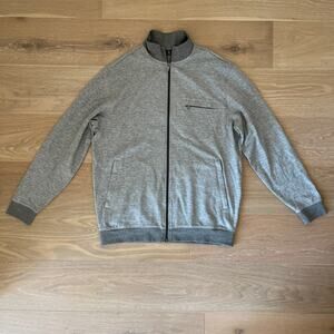 Hart Schaffner Marx Men's Full Zip Sweater Cotton Gray Large